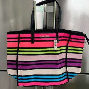 Large Victoria’s Secret tote brand new multi colored with leather straps